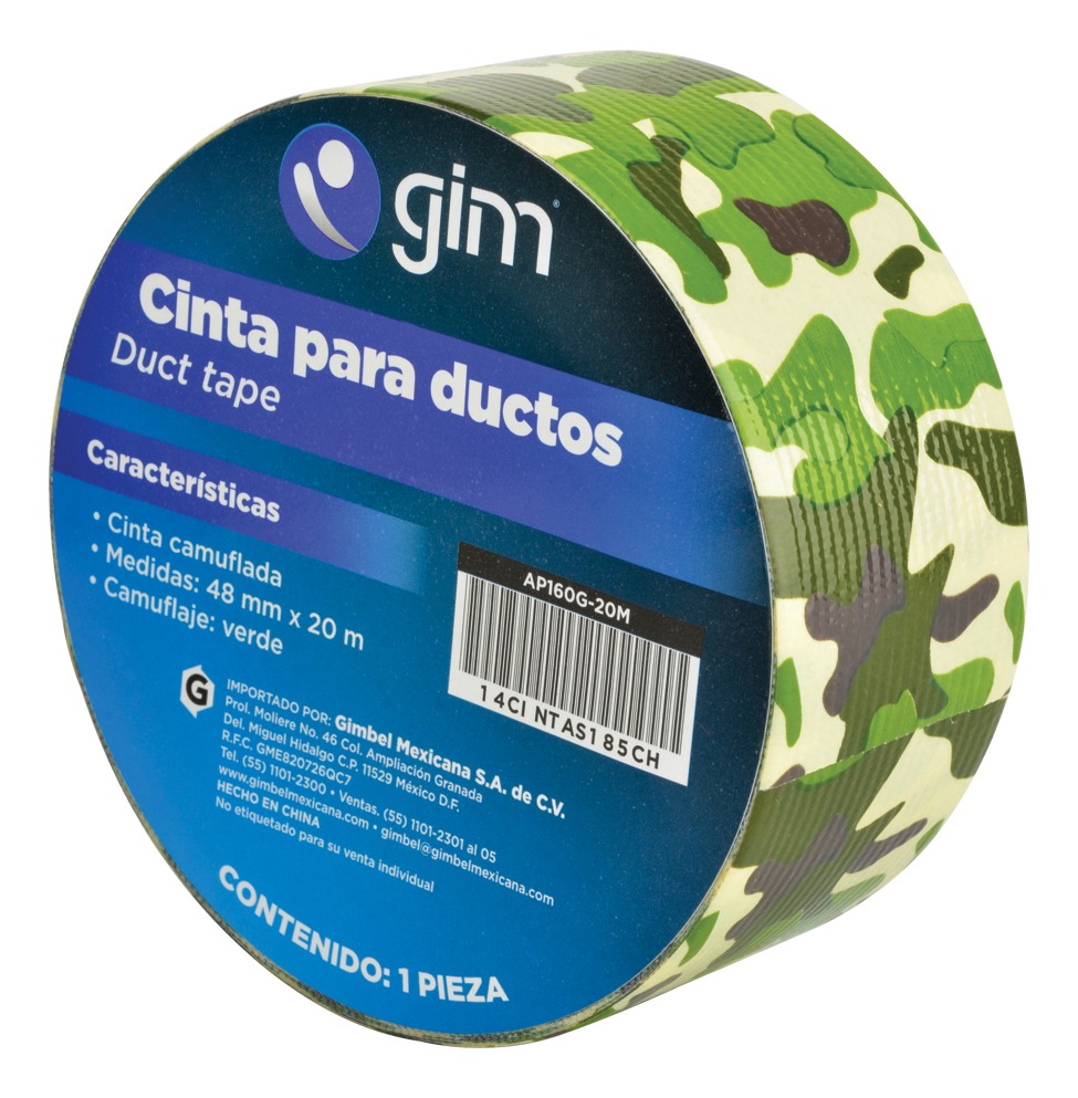 [GM-14CINTAS185CH] Cinta Para Ductos 48Mmx20M Camuflaje Verde Ap160G-20M