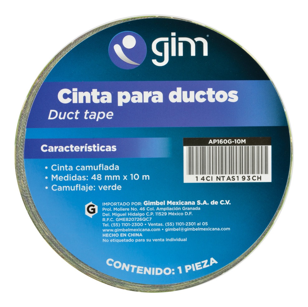 [GM-14CINTAS193CH] Cinta Para Ductos (duct Tape) 48mm X 10m Camuflaje Verde