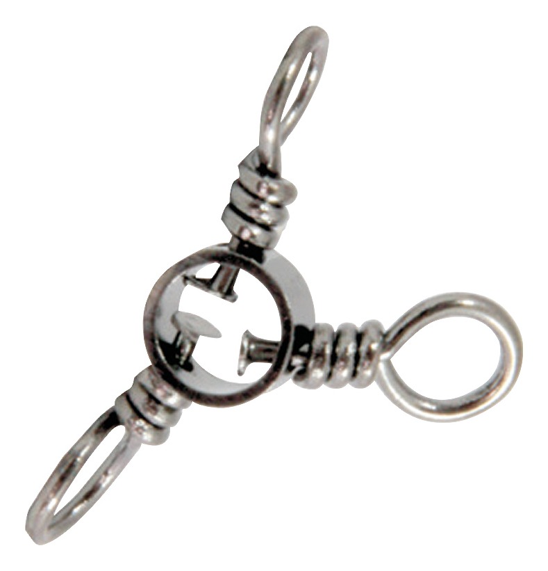 [GM-14DESTOR115MM] Destorcedor Triple (Three-Way) Niquelado #5630-1/0 Pesca