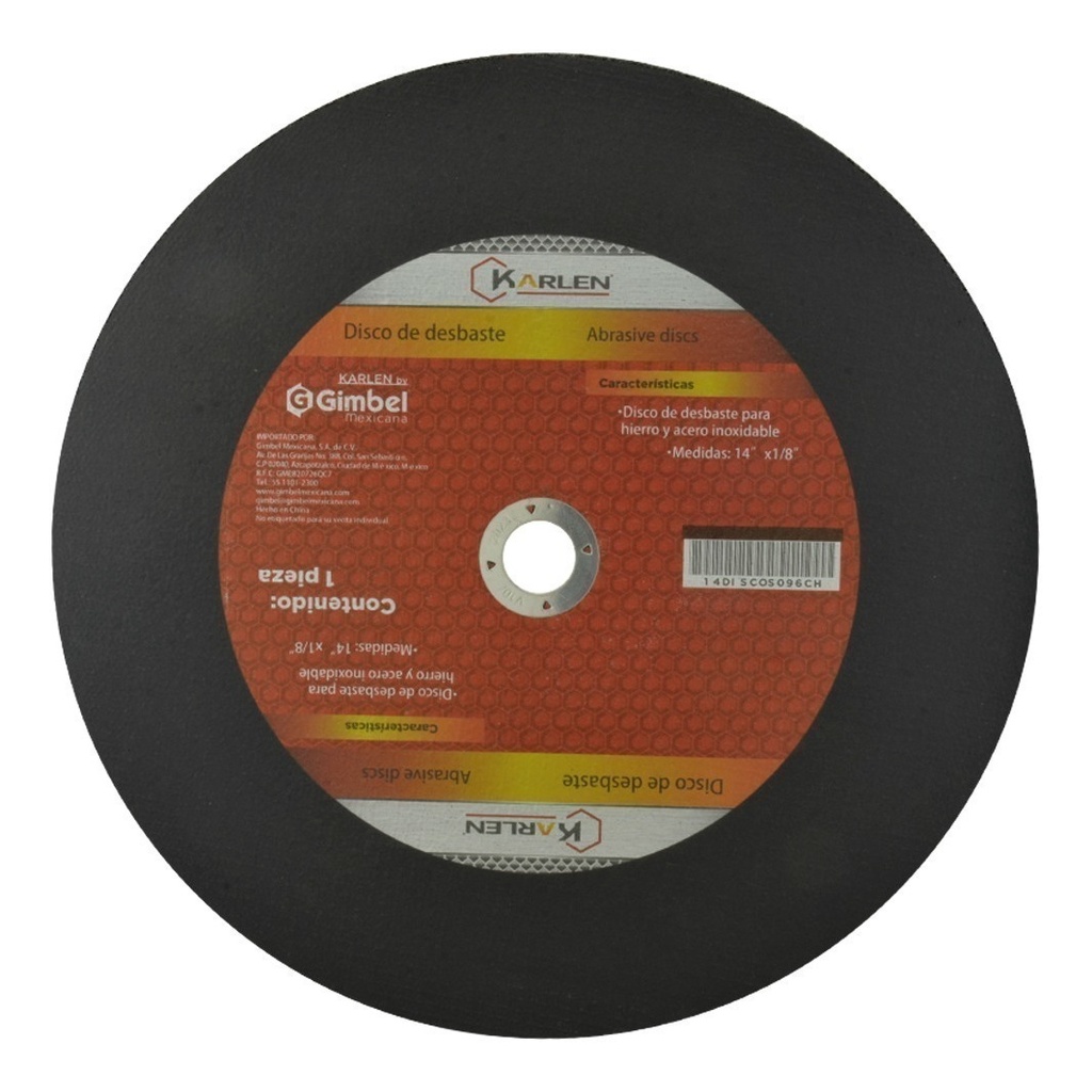 Disco De Desbaste Hierro/Acero Inoxidable 14 X1/8   