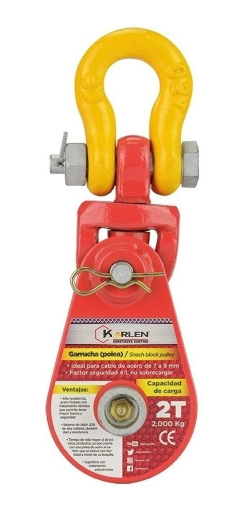 Garrucha (polea) Sencilla 2 Ton S2121-2 Carga
