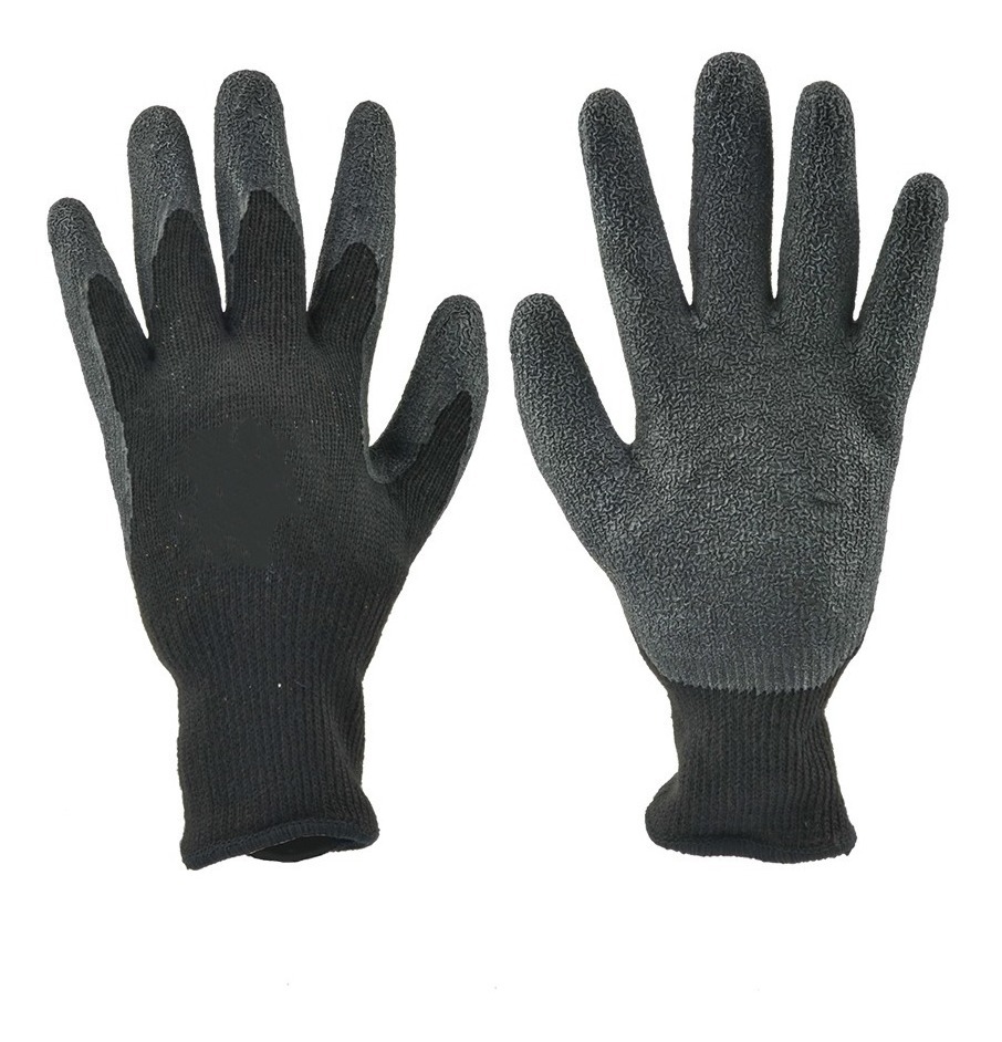 [GM-14GUANTE107CH] Guante Recubierto Látex Corrugado Negro – Talla Mediana