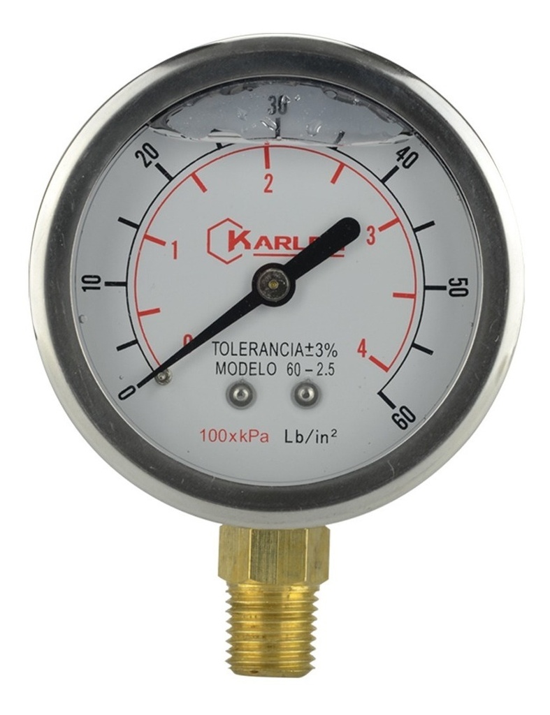 Manometro Con Glicerina 200Psi Conexión Trasera G200-2.5Bk