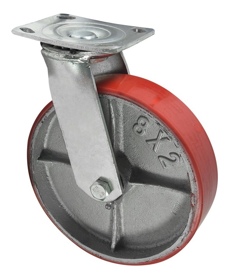 Rodaja Industrial 200Mm Roja/Placa/Giratoria Dk012-Ps08