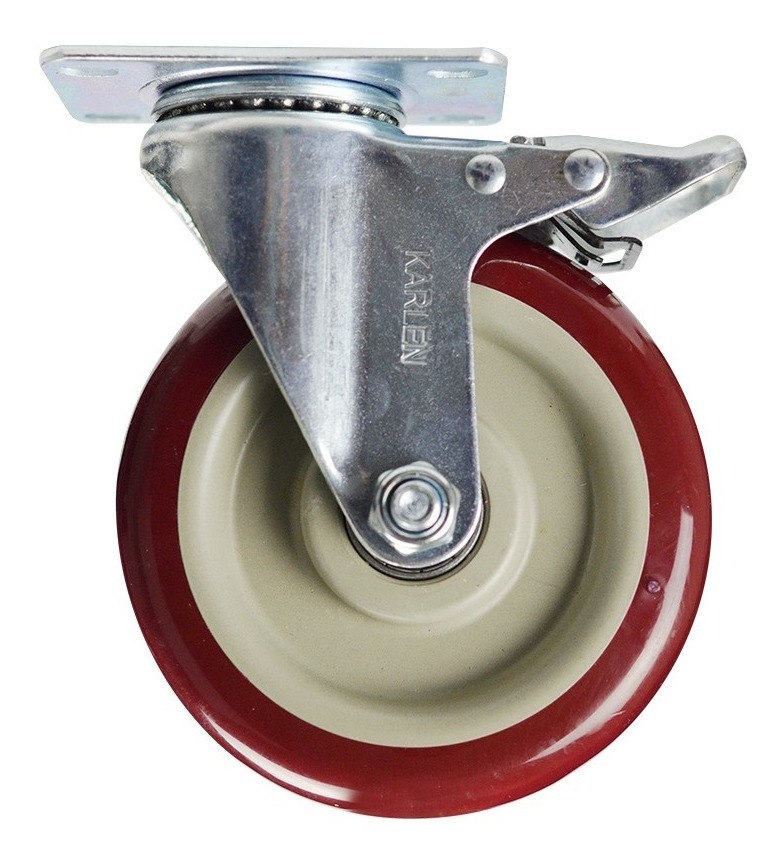 Rodaja Placa Giratoria Con Freno 125Mm De Poliuretano