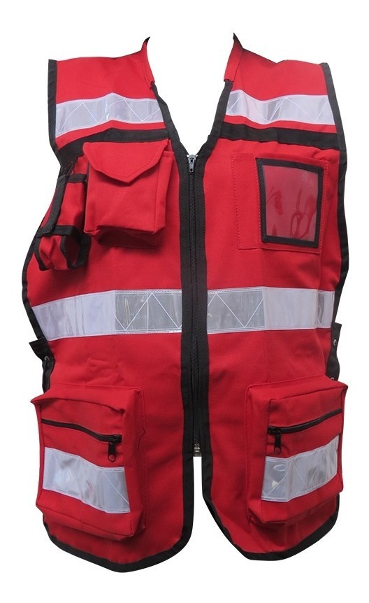 Chaleco Brigadista 5 Bandas Reflejantes Rojo Unitalla