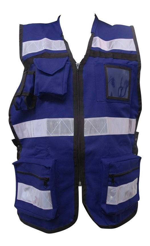 [GM-14SEGURI216SM] Chaleco Brigadista 3 Bandas Reflejante Azul Marino