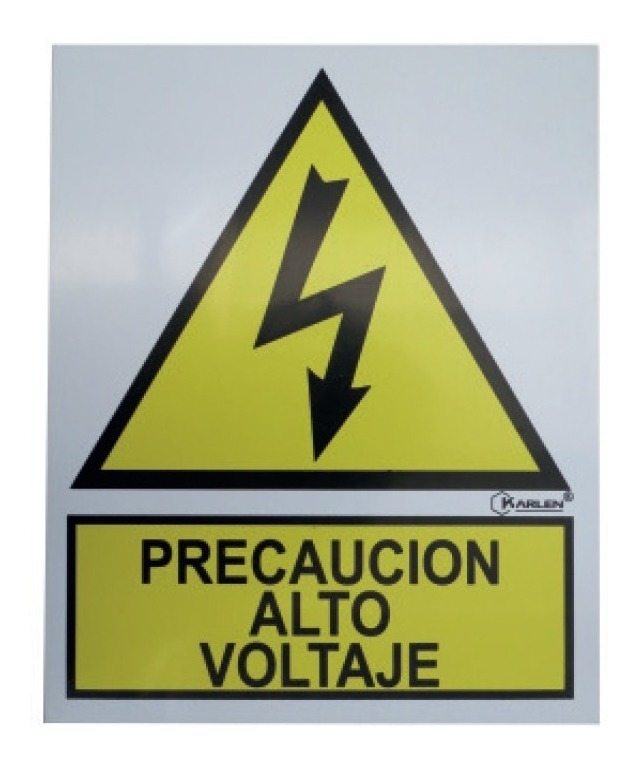 Señal Precaucion Alto Voltaje 20x25cm