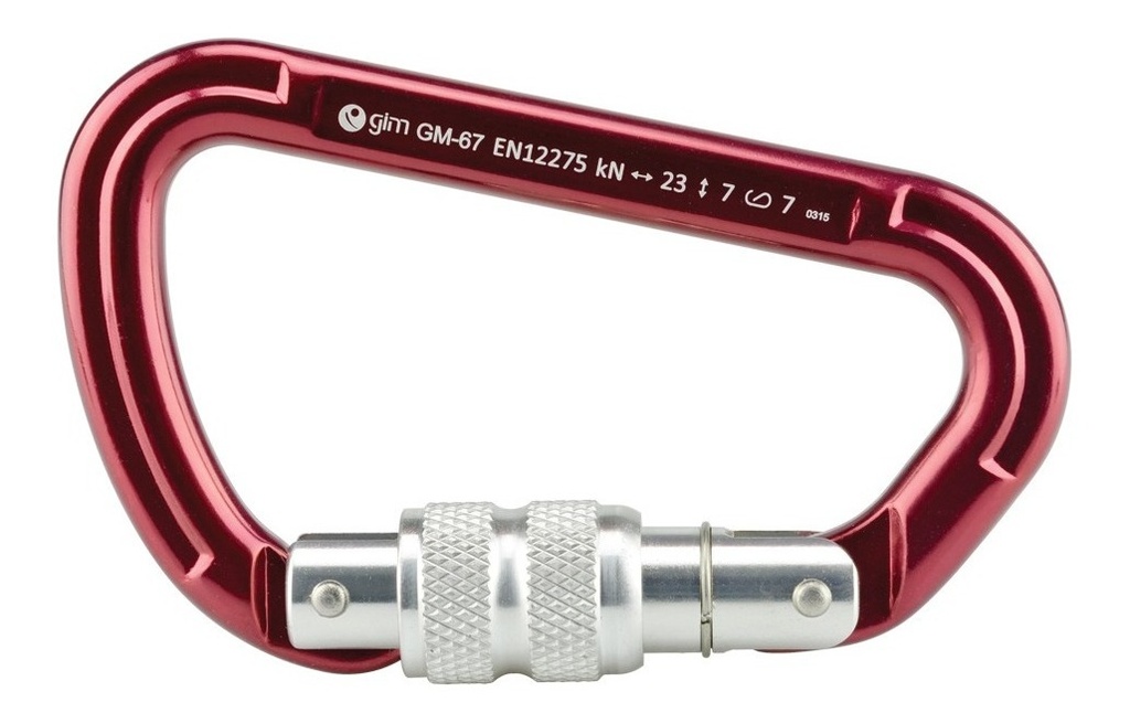Mosqueton De Aluminio Tipo D Con Seguro 23Kn Gim-67