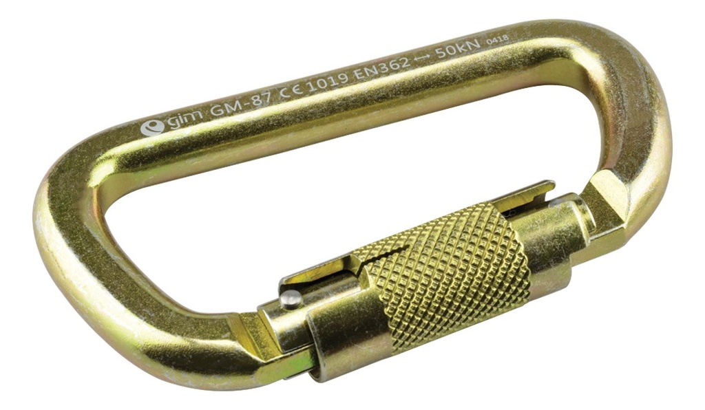 Mosqueton De Acero Tipo D Con Seguro 50Kn Gm-87