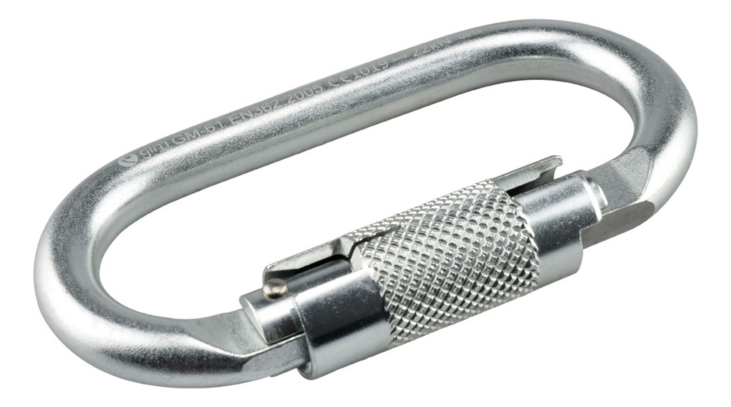 Mosquetón Aluminio Oval Con Seguro 25Kn Negro Gm-96