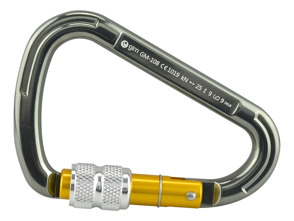 Mosqueton De Aluminio Tipo D Con Seguro 25Kn Gm-108