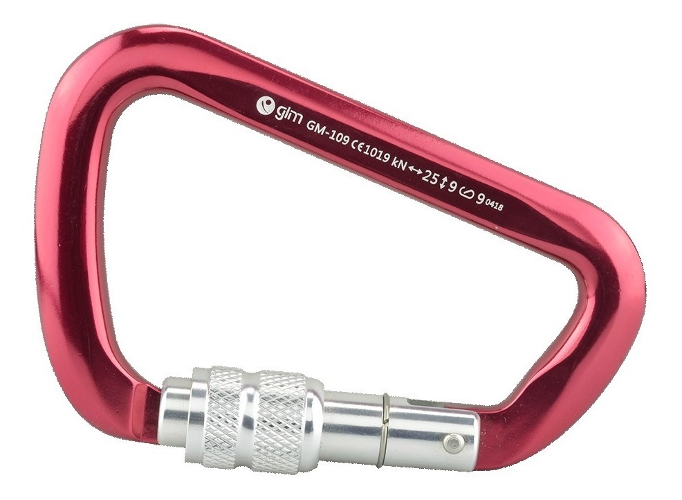 Mosqueton De Aluminio Tipo D Con Seguro 25Kn Gim-109
