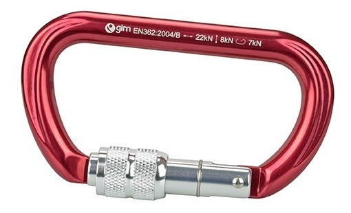 Mosqueton De Aluminio Tipo D Con Seguro 22Kn Gm-111