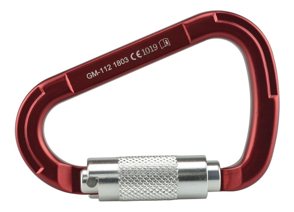 Mosqueton De Aluminio Tipo D Con Seguro 25Kn Gm-112