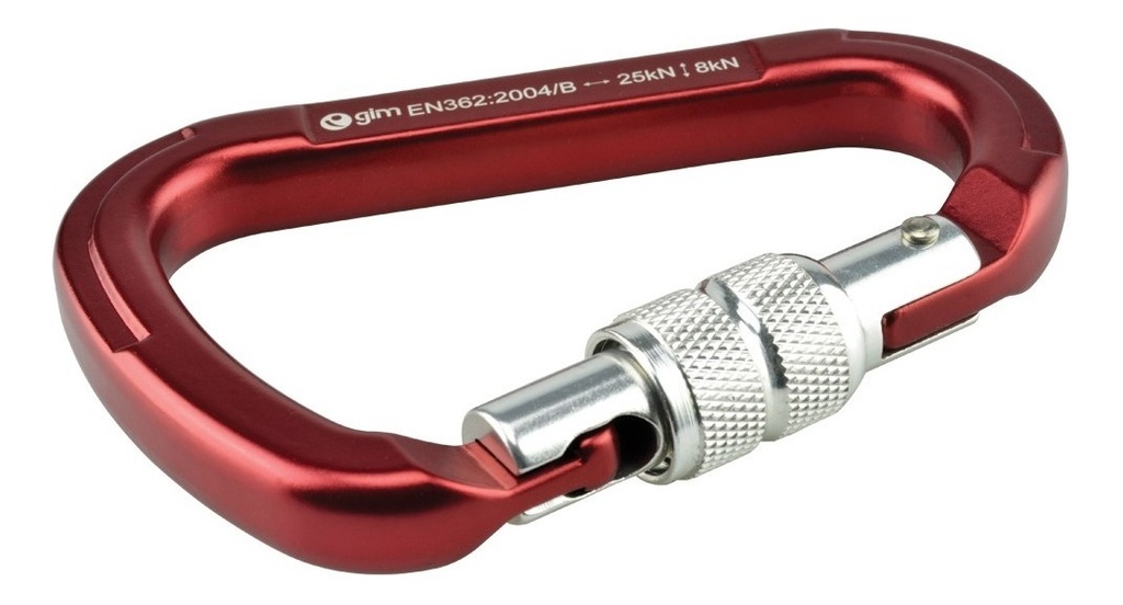 Mosqueton De Aluminio Tipo D Con Seguro 22Kn Gim-113