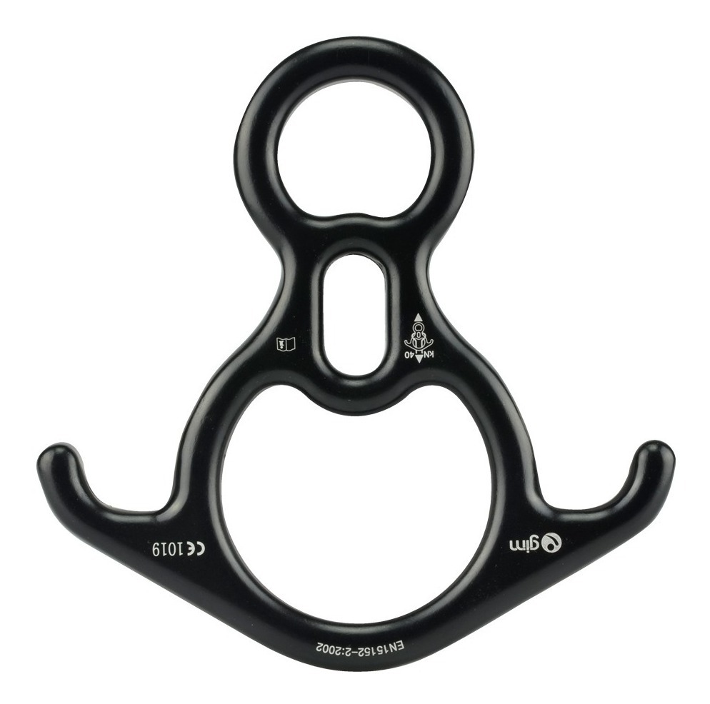 Descensor Figura 8 (ocho) Aluminio 40KN Negro Gim-227 Rappel