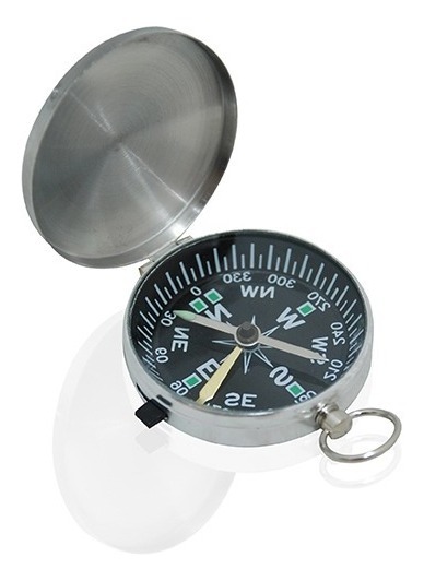 Brujula Caja Metal Cromada Con Tapa G452