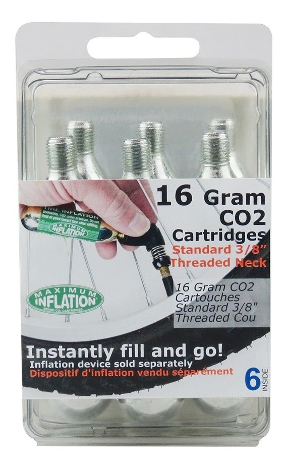 Cilindro CO2 16g para Bicicleta 3/8" (6 Pzas)