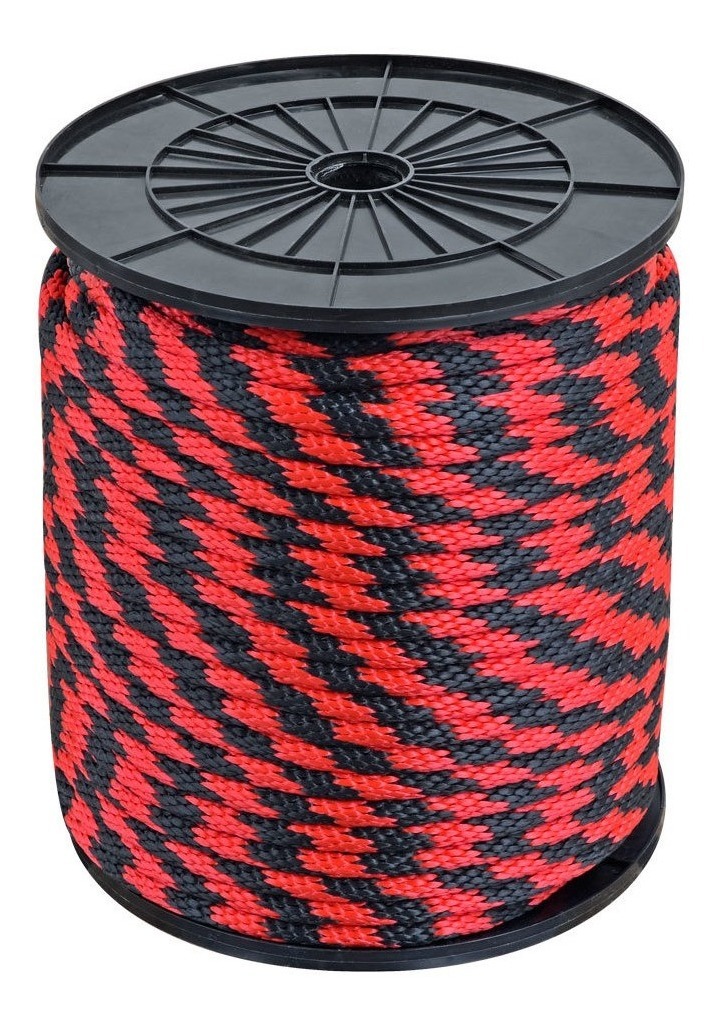 Cuerda Trenzada Polipropileno 1/2" Negro/Rojo 10kg
