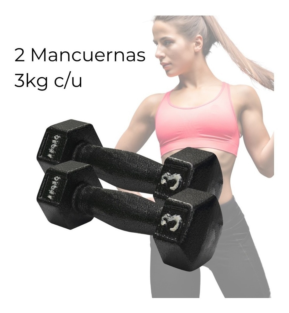 Par Mancuernas Hexagonales 3 Kg C/u Set Mancuerna Hexagonal
