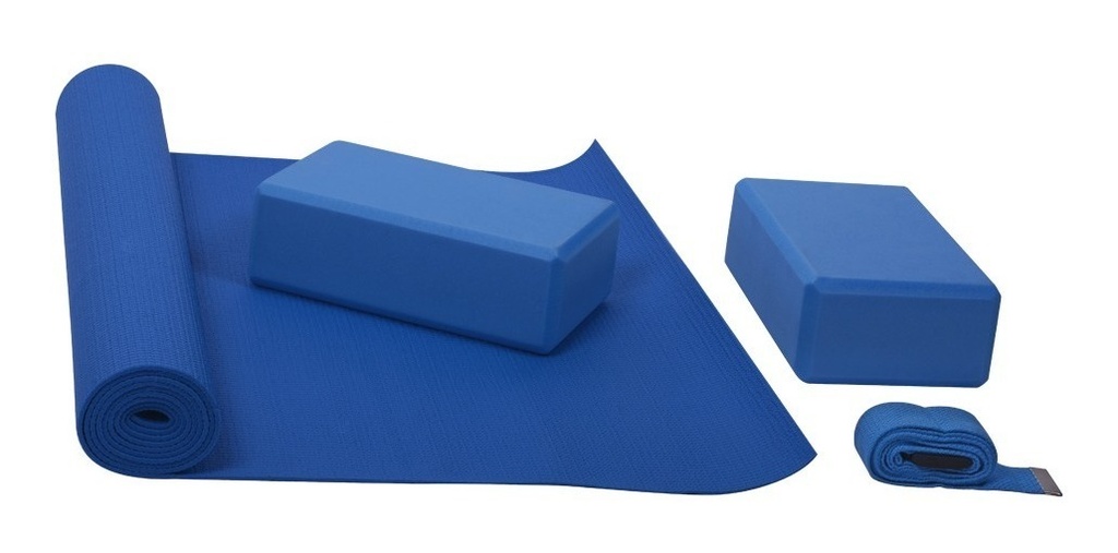 Kit Para Yoga En Casa  Tapete ,Correa, Ladrillo Cubo