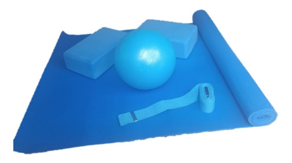 Set Kit Para Yoga Tapete Correa Ladrillo Cubo Pelota Mejor