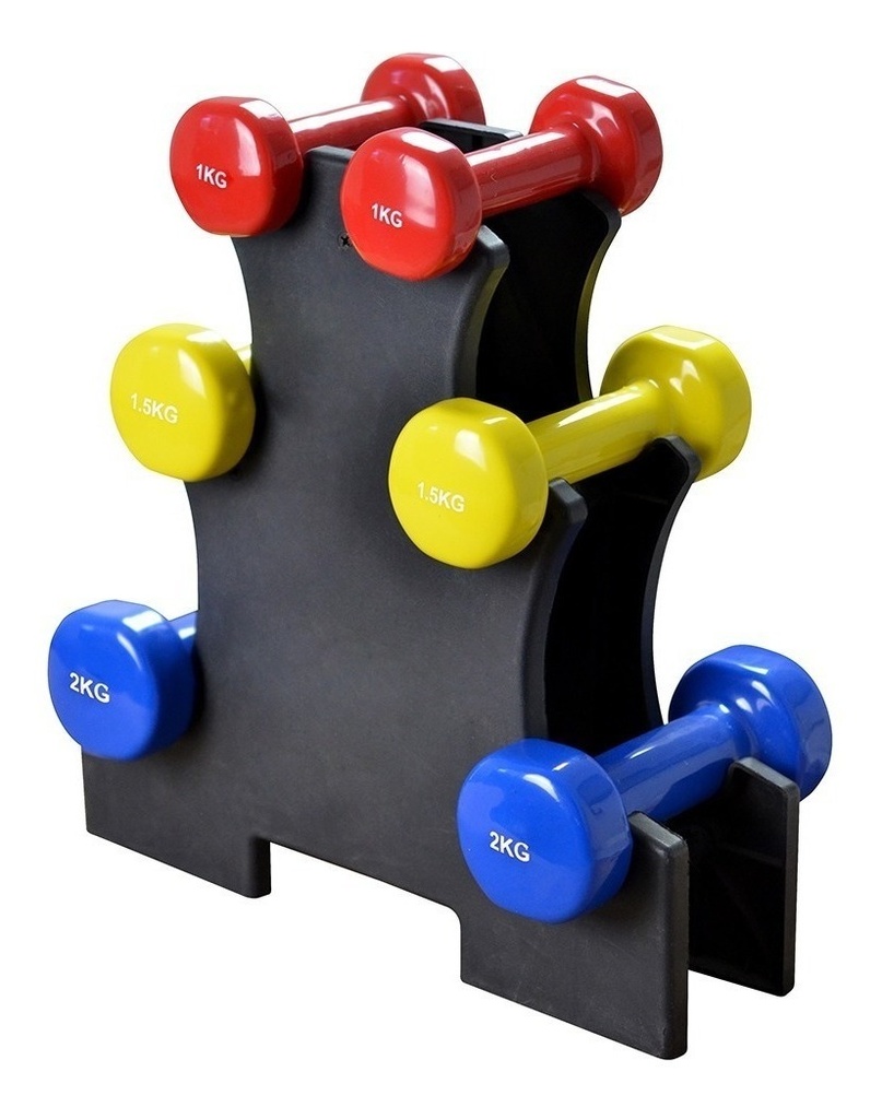 Juego de 3 Pares de Mancuernas Con Repisa, GIM