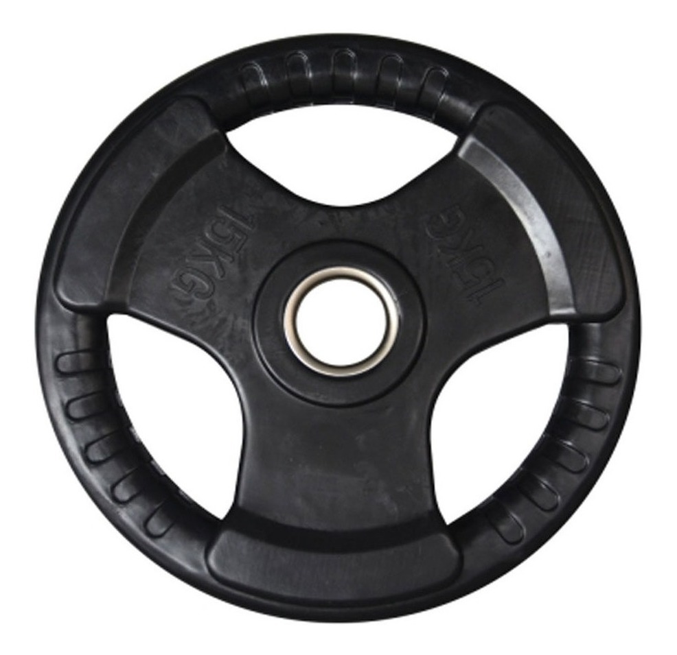 Disco Goma Caucho Anillo Acero Barra Olimpica 15 Kg Gimbel