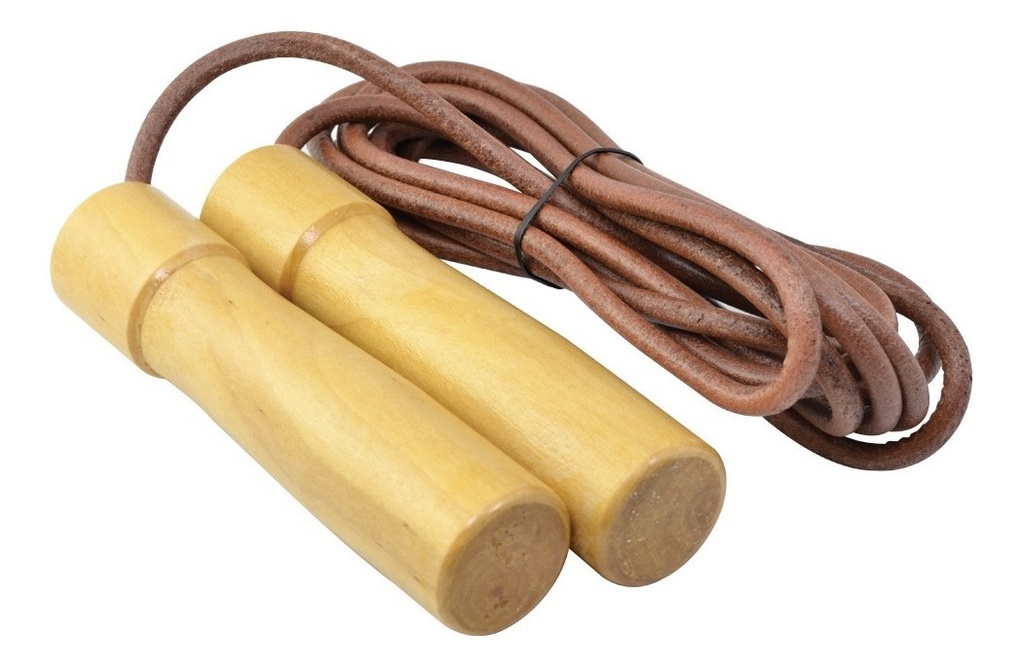 Cuerda Para Saltar Piel - Riata 2.75m Mangos Madera Gim