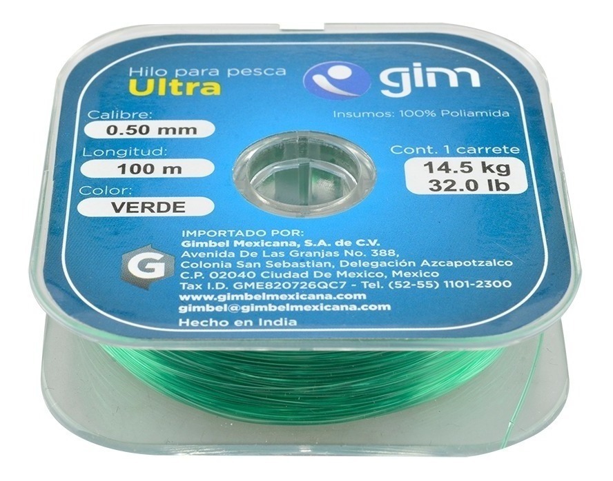 Hilo De Pesca Verde Ultra 0.50Mm 100Mts