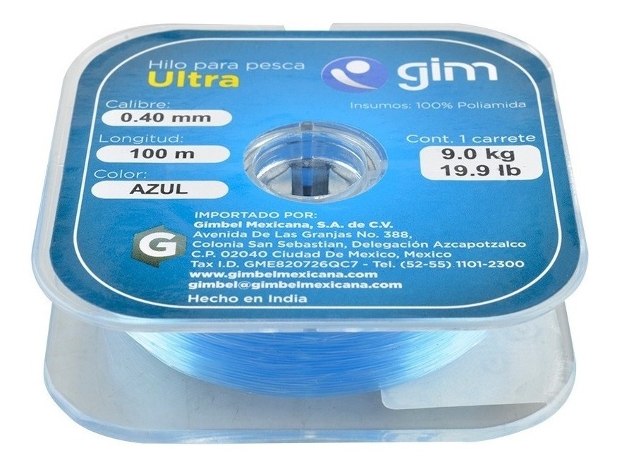 Linea De Pesca Ultra Gim 0.40Mm Resis 9Kg Var Colores 100M