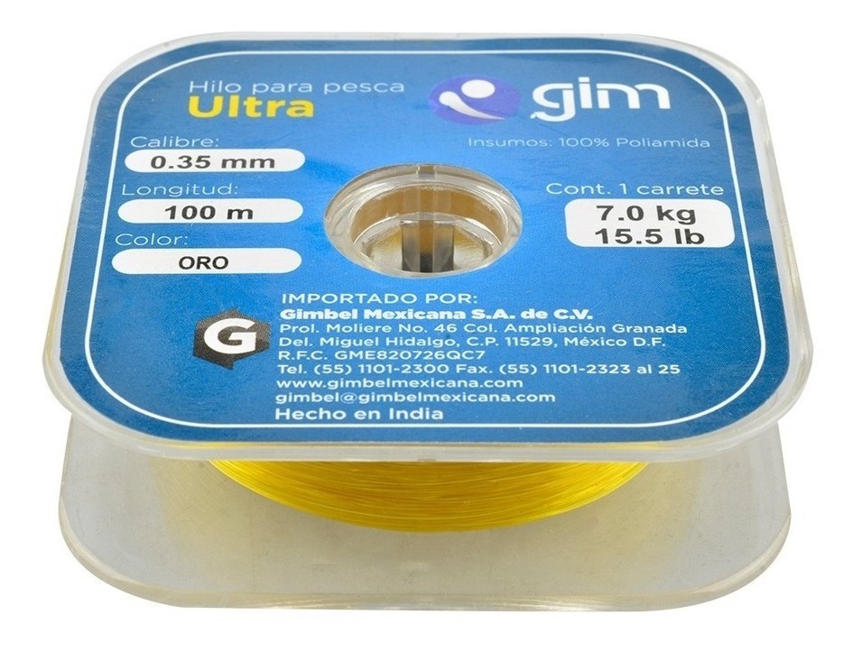 Linea De Pesca Ultra Gim 0.35Mm Resis 7Kg Var Colores 100M