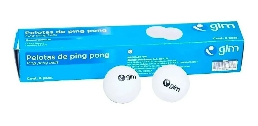 [GM-15PELOTA009CH] Pelotas Ping Pong Color Blanca Caja 6 Piezas