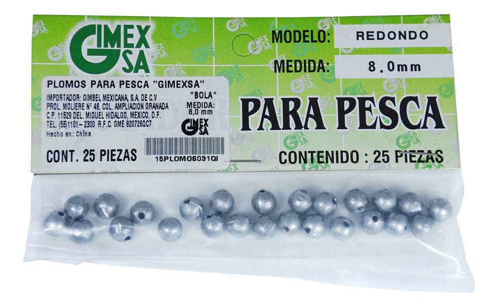 Plomos Pesca Bola 6.0Mm (25 Piezas)