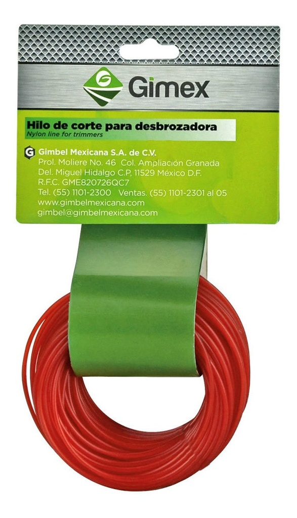 Hilo Para Desbrozadora 2Mm (.080) 15M Rojo