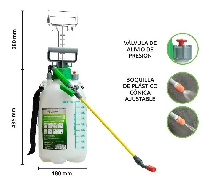 [GM-22MOTOBO092CH] Aspersora para Fumigar 5 Litros Aspersión Ajustable