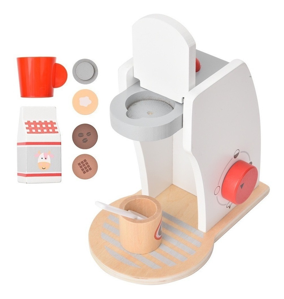 [GM-Cafeteramadera] Cafetera De Madera Electrodoméstico De Juguete Con Accesorio