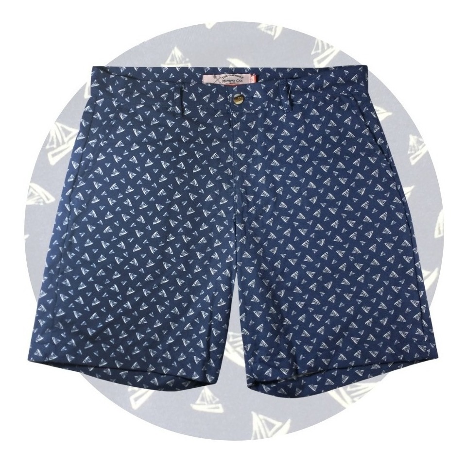 Bermuda para Hombre Diseño Barco Silueta Azul Talla 36