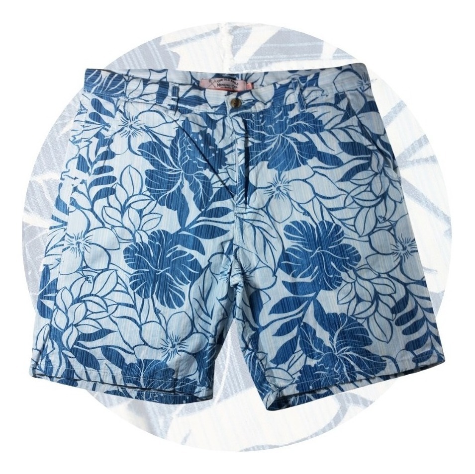 [GM-MS_BERMFLOREADOAZUL_32] Bermuda Hombre Caballero Diseño Floreado Azul 30-36