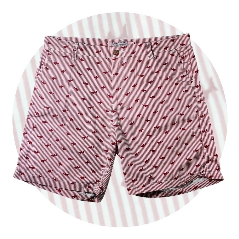 [GM-MS_BERMTIBURON_36] Bermuda Hombre Caballero Diseño Tiburón Silueta Rojo 30-36