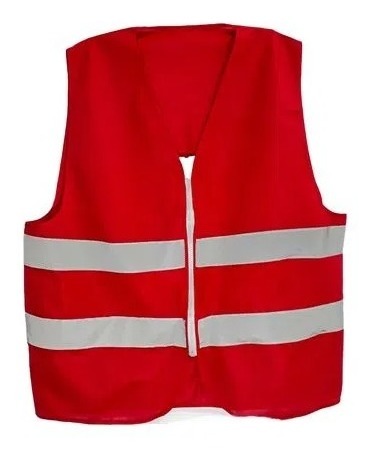 Chaleco Alta Visibilidad Rojo Con Bandas Reflejantes