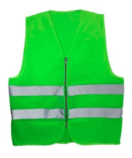 Chaleco Alta Visibilidad Verde con Bandas Reflejantes