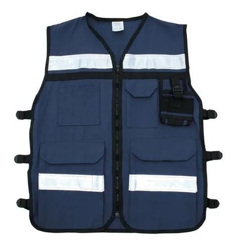 Chaleco Reflejante Textil Azul Marino con Bandas Reflectivas