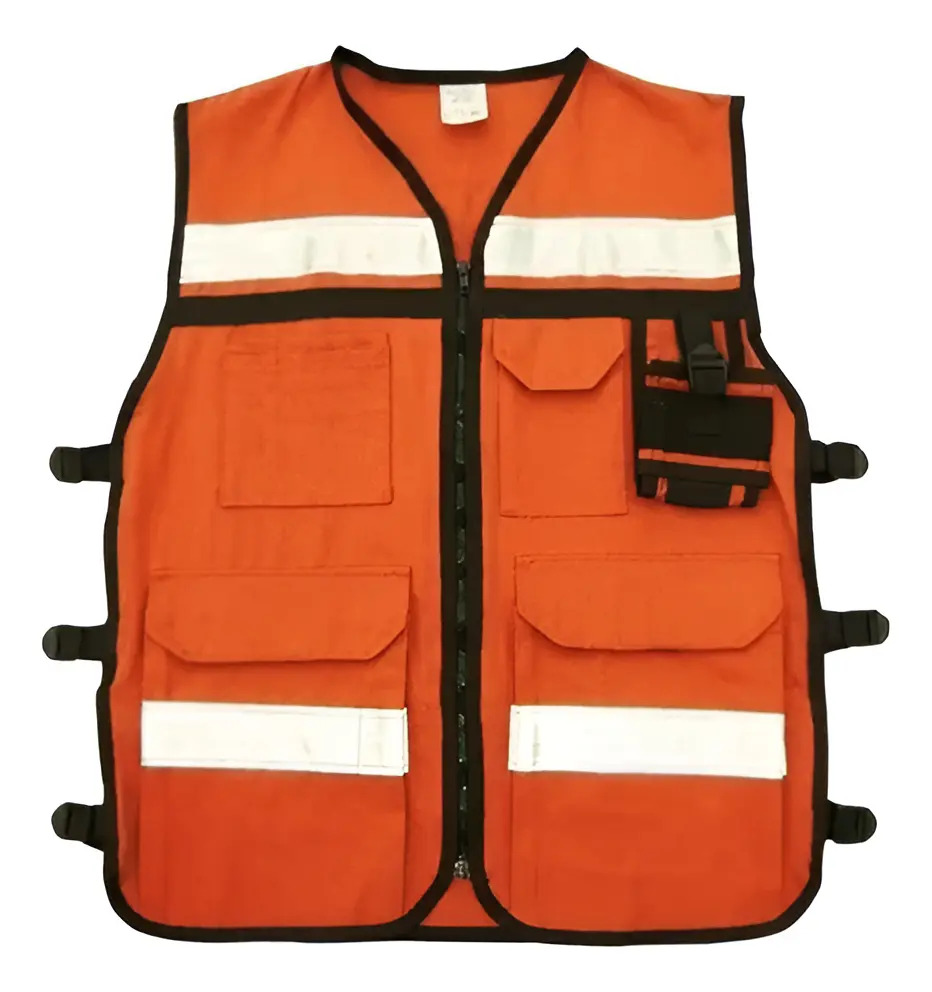 [BL-101NAR] Chaleco de Seguridad Reflejante Tela Textil Naranja WEISCO Alta Visibilidad
