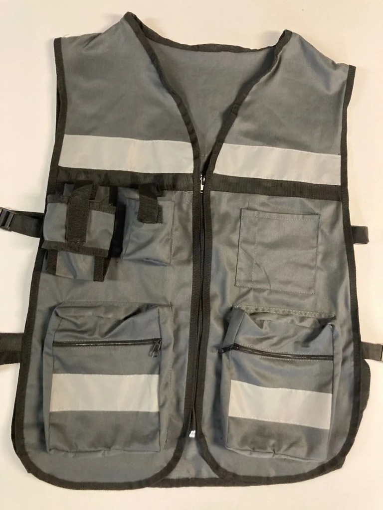 Chaleco Brigadista Reflejante Gris Oxford