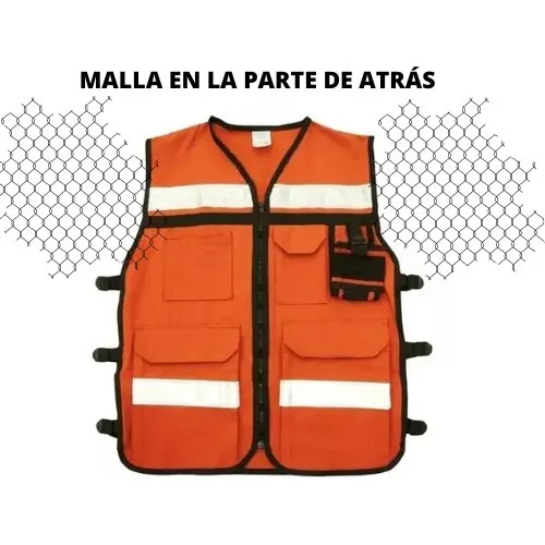 [BL-102NARMALLA] Chaleco de Seguridad Reflejante Malla Transpirable Naranja WEISCO Alta Visibilidad
