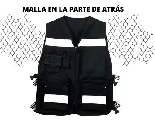 [BL-102NEGMALLA] Chaleco de Seguridad Reflejante Malla Transpirable Negro WEISCO Alta Visibilidad