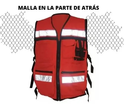 Chaleco Reflejante Malla Textil Rojo