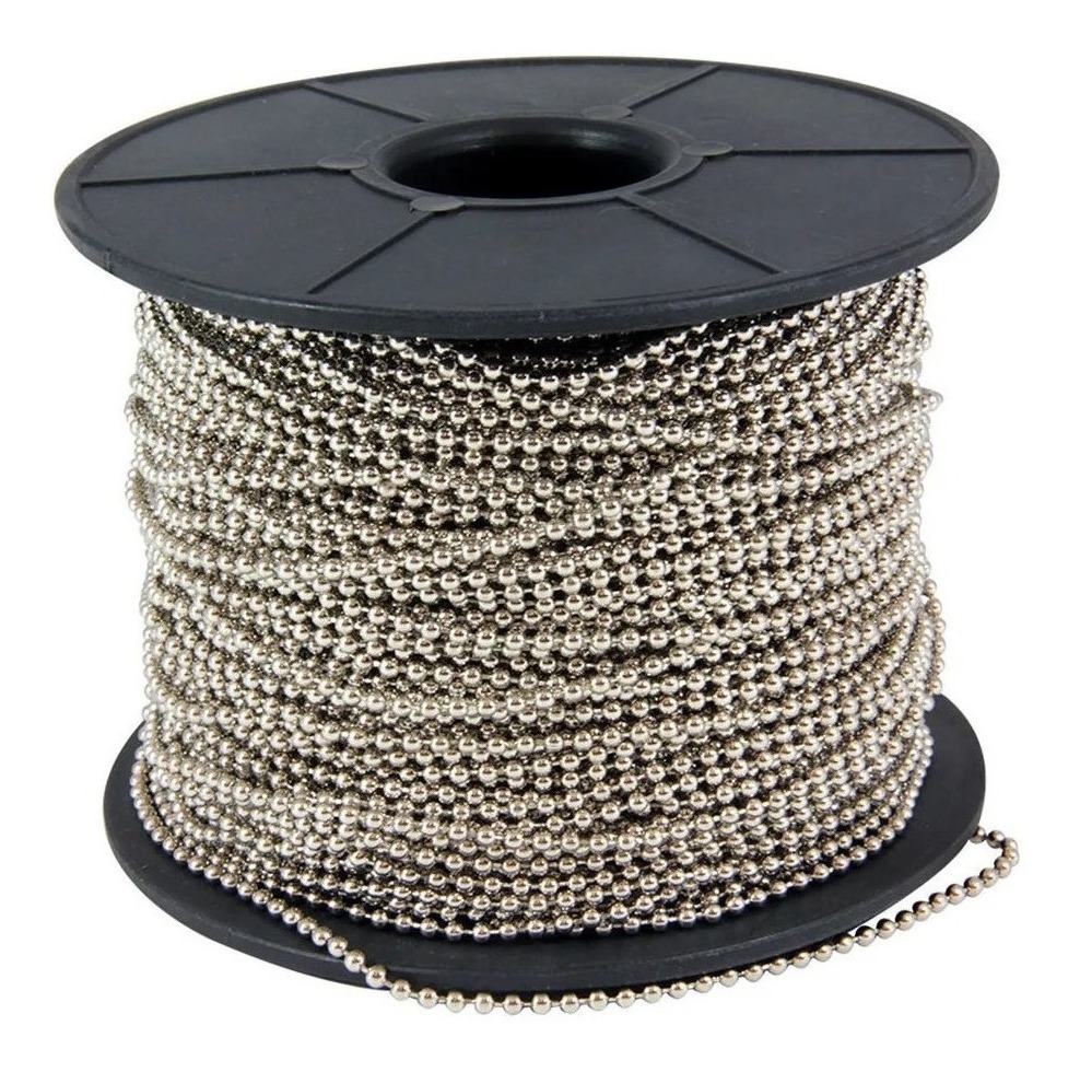[GM- 14CADENA135SM] Cadena Cortina de Bola Niquelada 3.2mm 50m No.6 Karlen